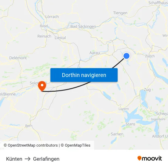 Künten to Gerlafingen map