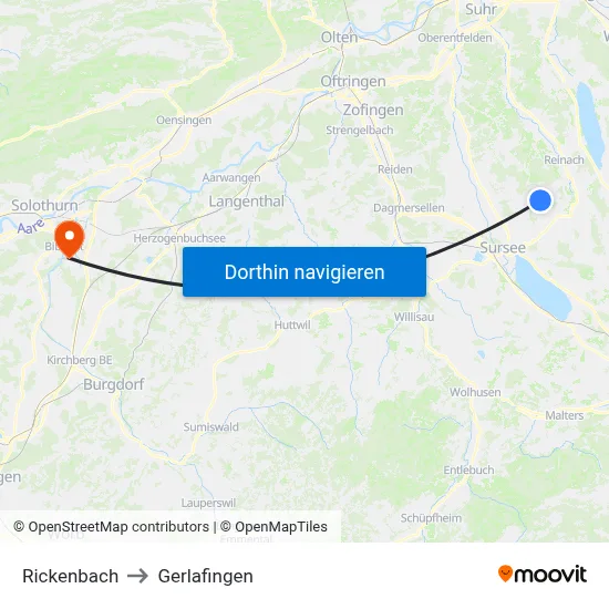 Rickenbach to Gerlafingen map