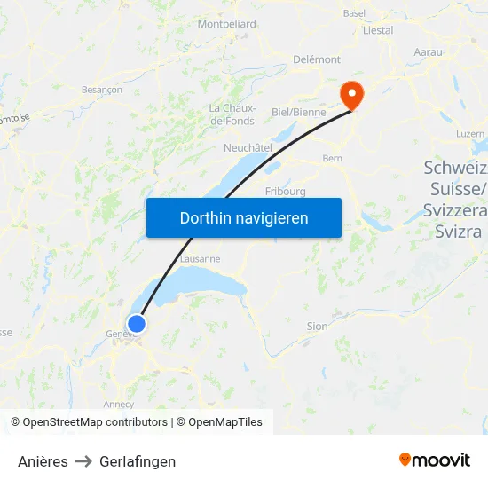 Anières to Gerlafingen map