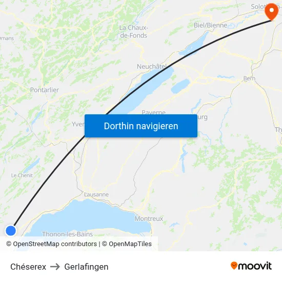 Chéserex to Gerlafingen map