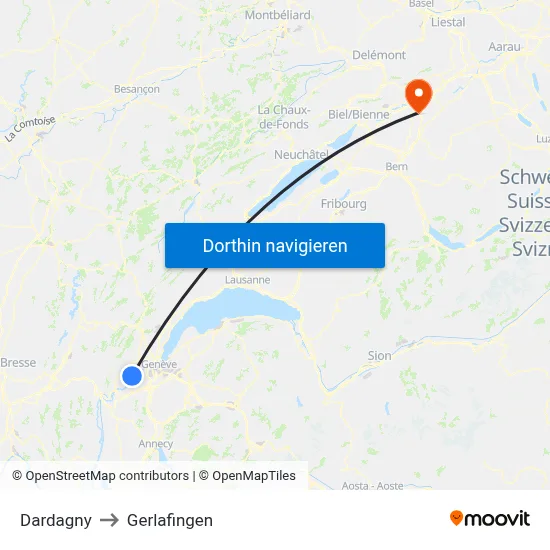 Dardagny to Gerlafingen map