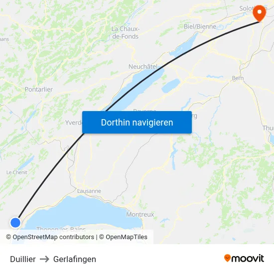 Duillier to Gerlafingen map