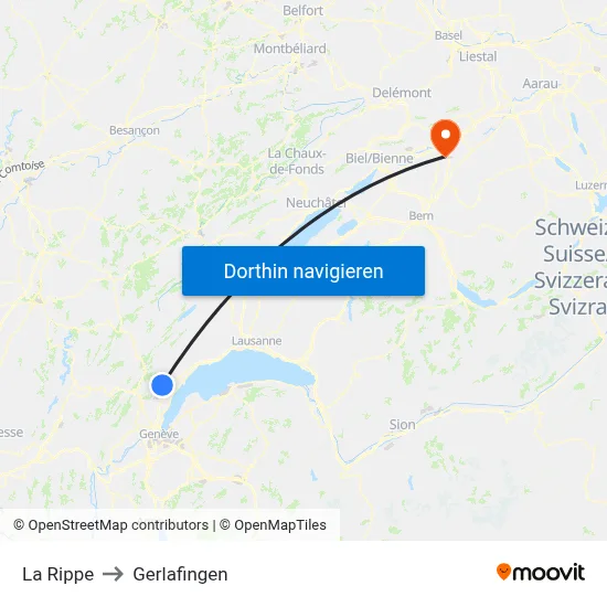 La Rippe to Gerlafingen map