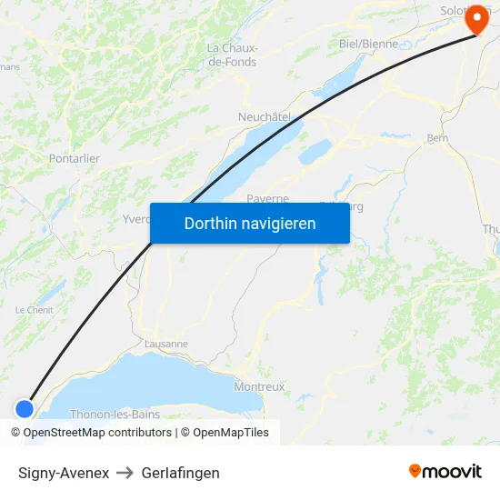 Signy-Avenex to Gerlafingen map