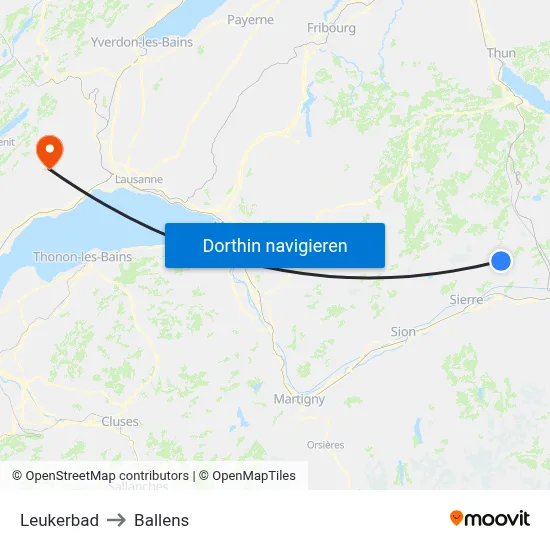 Leukerbad to Ballens map