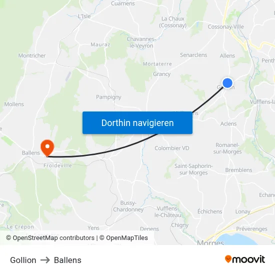 Gollion to Ballens map