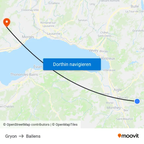 Gryon to Ballens map