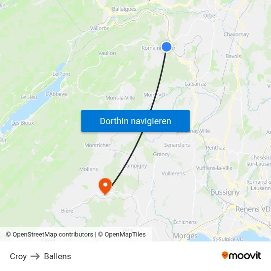 Croy to Ballens map