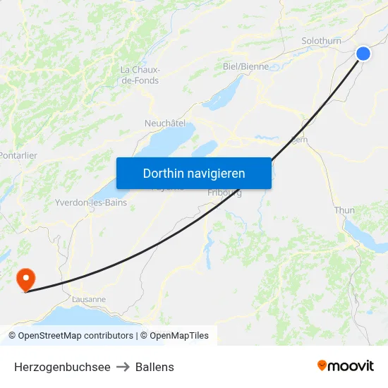 Herzogenbuchsee to Ballens map