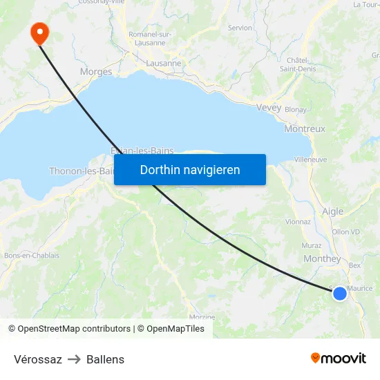 Vérossaz to Ballens map
