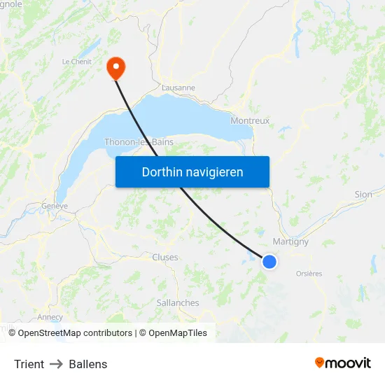 Trient to Ballens map