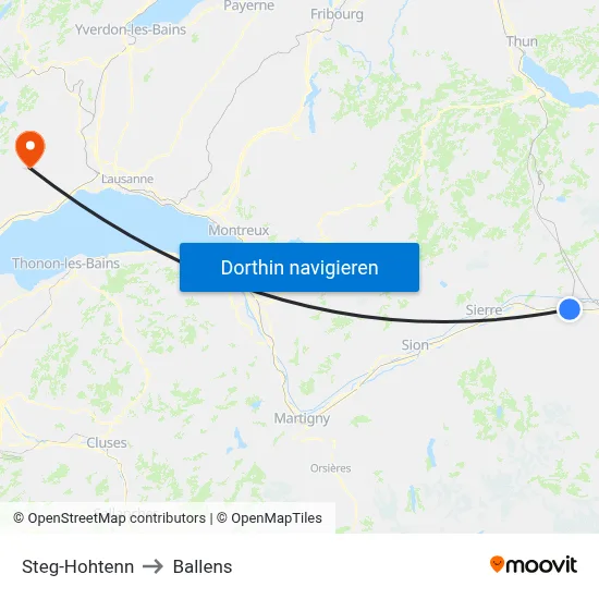 Steg-Hohtenn to Ballens map