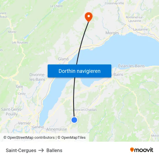 Saint-Cergues to Ballens map