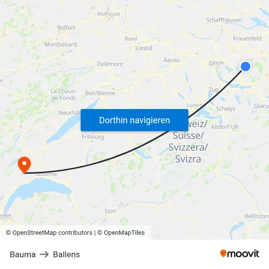 Bauma to Ballens map