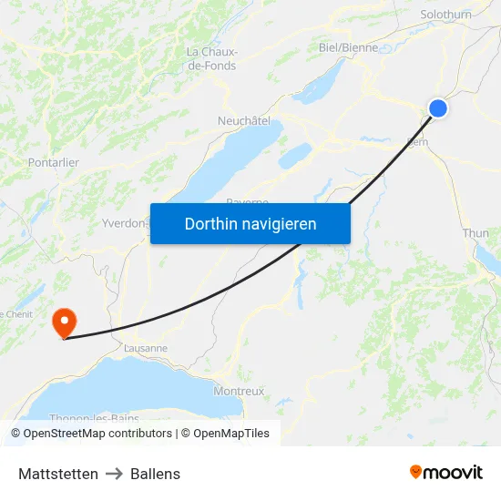 Mattstetten to Ballens map