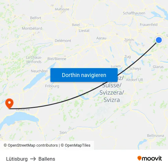 Lütisburg to Ballens map