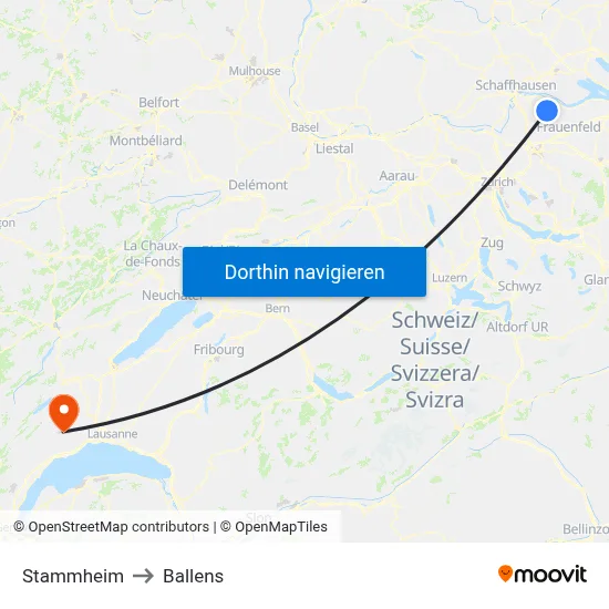 Stammheim to Ballens map