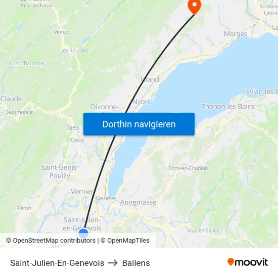 Saint-Julien-En-Genevois to Ballens map