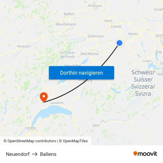 Neuendorf to Ballens map