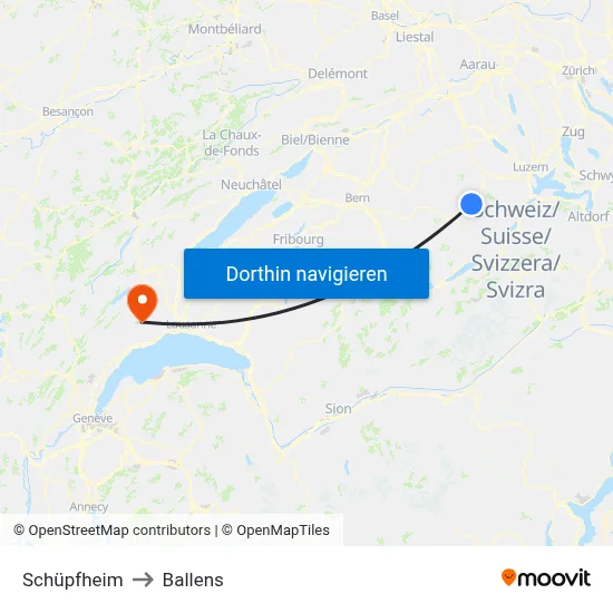 Schüpfheim to Ballens map