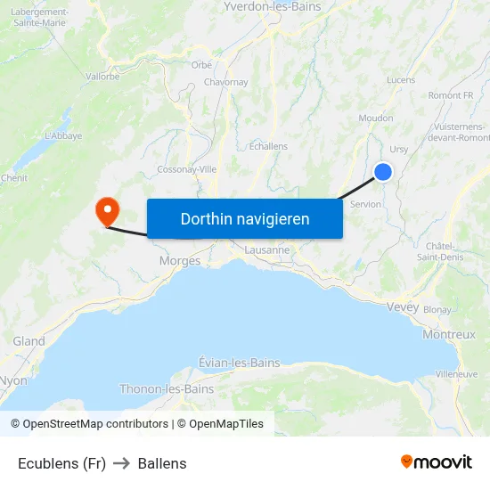 Ecublens (Fr) to Ballens map