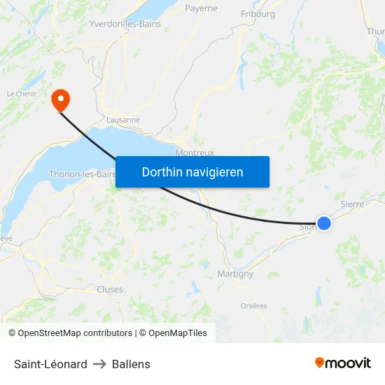 Saint-Léonard to Ballens map