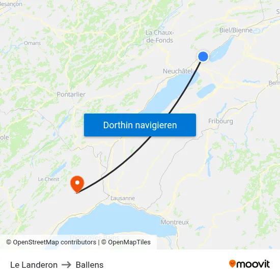 Le Landeron to Ballens map