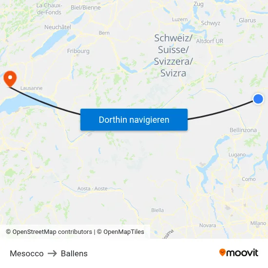 Mesocco to Ballens map