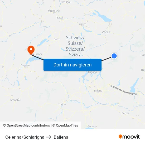 Celerina/Schlarigna to Ballens map