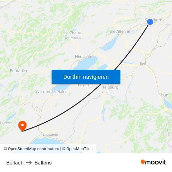 Bellach to Ballens map