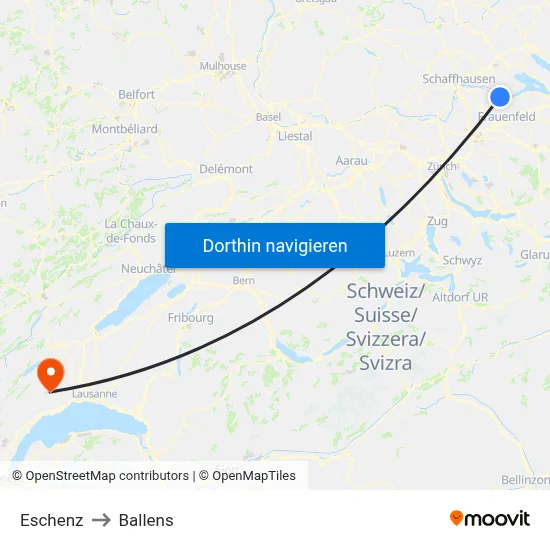 Eschenz to Ballens map