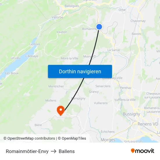 Romainmôtier-Envy to Ballens map
