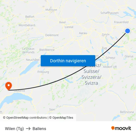 Wilen (Tg) to Ballens map