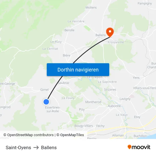 Saint-Oyens to Ballens map