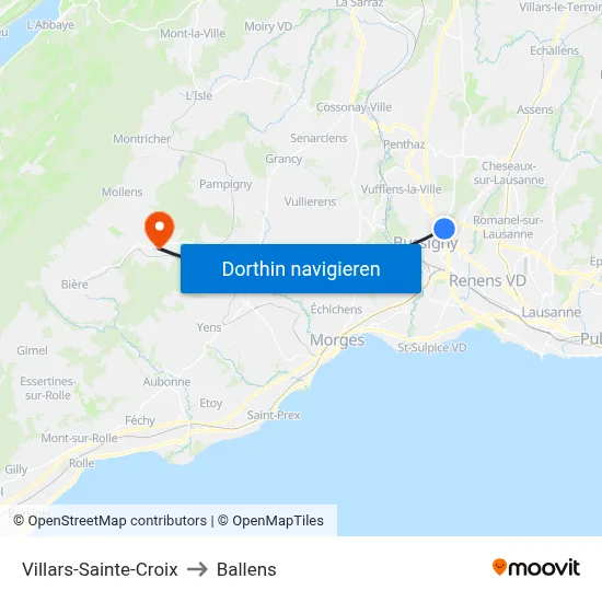 Villars-Sainte-Croix to Ballens map