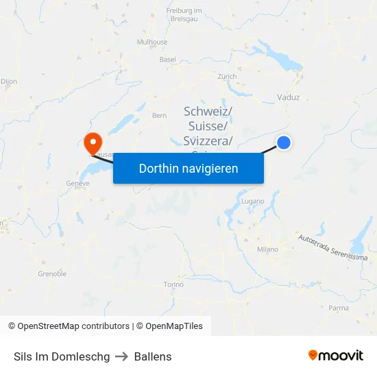 Sils Im Domleschg to Ballens map