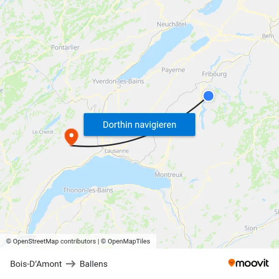 Bois-D’Amont to Ballens map