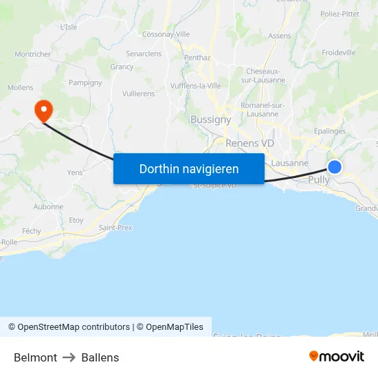 Belmont to Ballens map
