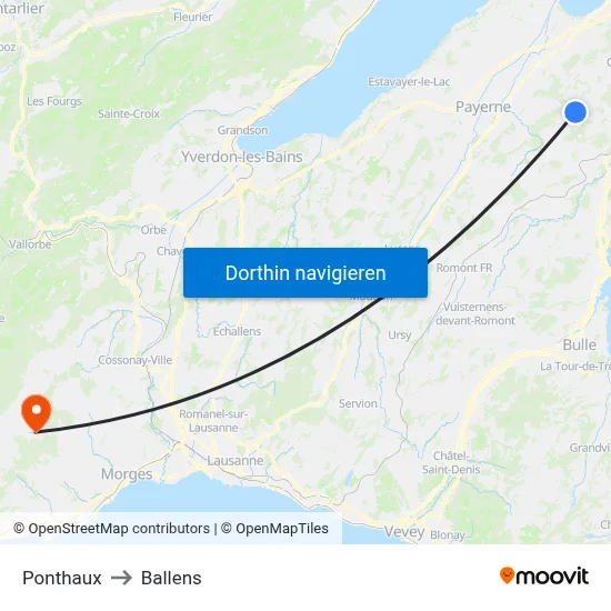 Ponthaux to Ballens map