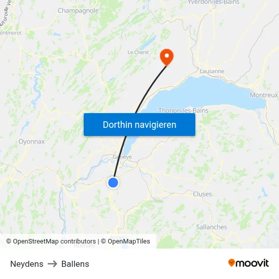 Neydens to Ballens map