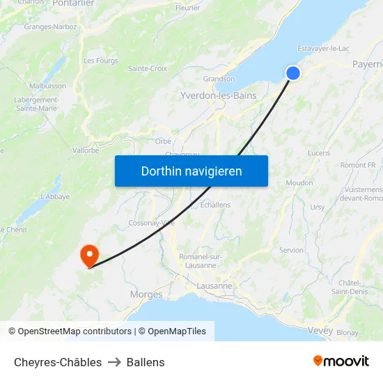 Cheyres-Châbles to Ballens map