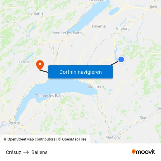 Crésuz to Ballens map