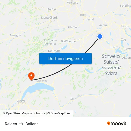 Reiden to Ballens map