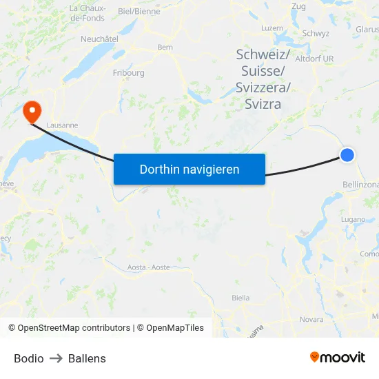 Bodio to Ballens map