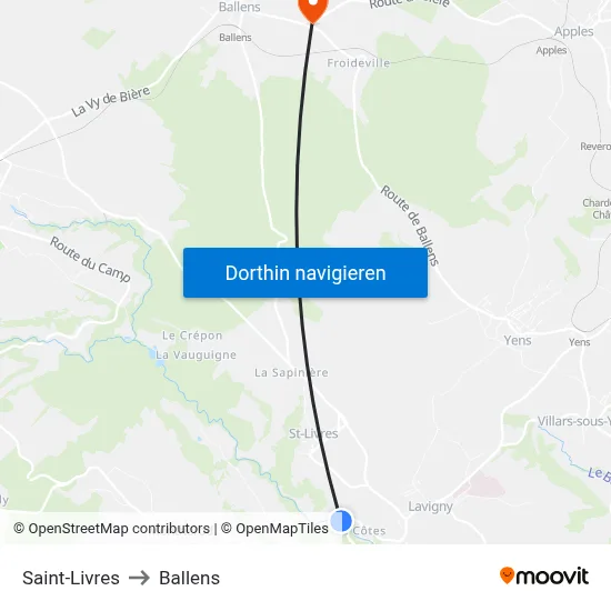 Saint-Livres to Ballens map