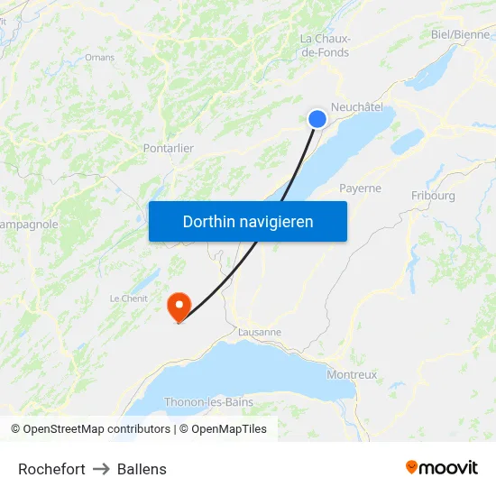 Rochefort to Ballens map