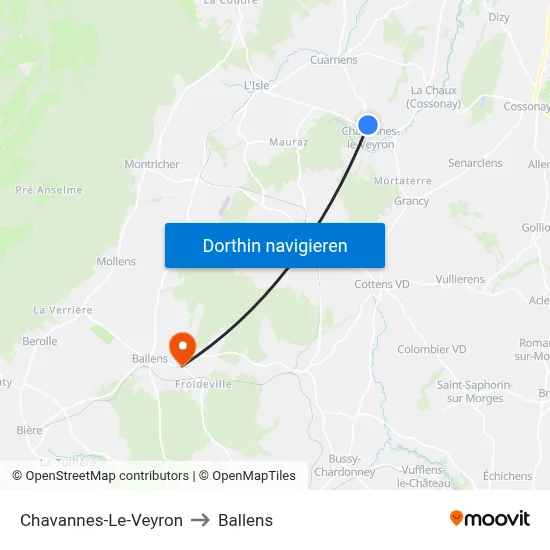 Chavannes-Le-Veyron to Ballens map
