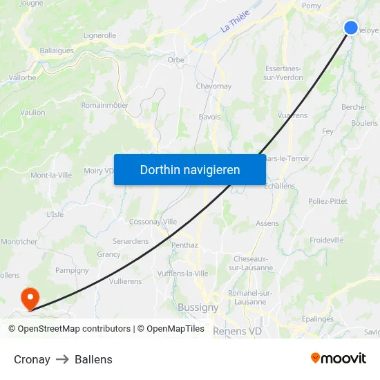 Cronay to Ballens map