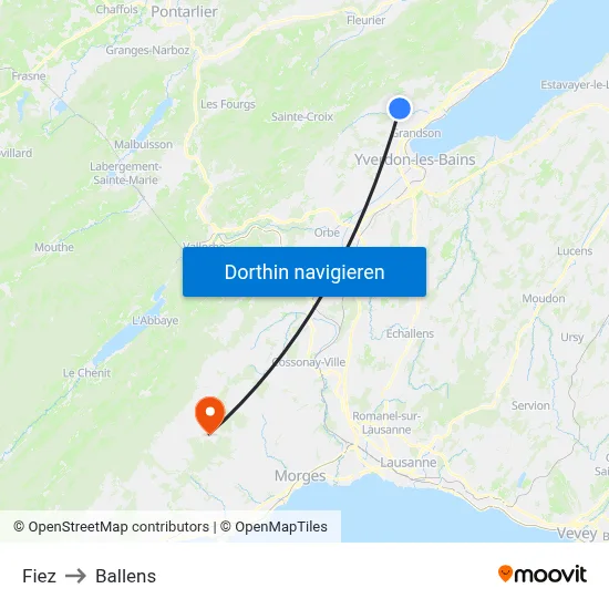 Fiez to Ballens map