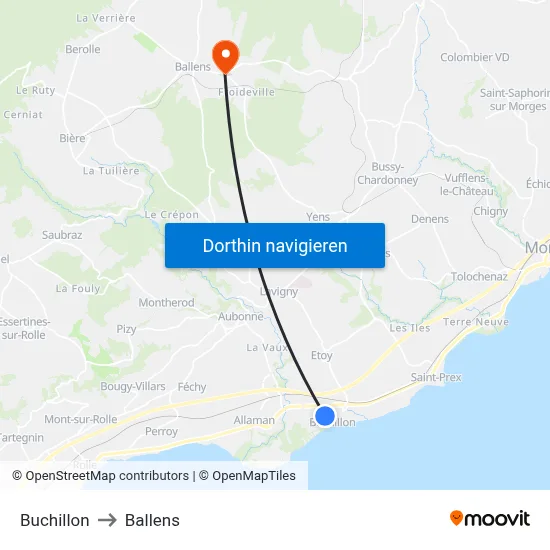 Buchillon to Ballens map